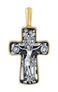 952 Крест с образом ангела хранителя, серебро 925 пробы, позолота