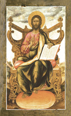 Икона. Христос Вседержитель (Пантократор) на престоле. Конец 17 века — начало 18 века.