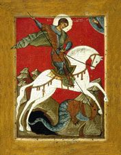 Икона. Чудо святого Георгия о змие. 15 век (Новгород)