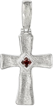 771 Крест "Элегантный", серебро 925°, гранат