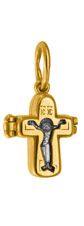 667 Крест-складень с иконами Покрова Богородицы и Ангела Хранителя, серебро 925° с позолотой