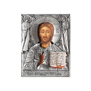 Икона Спас Вседержитель, малая в окладе с серебрением