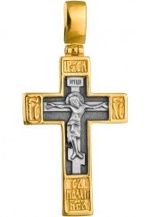 601 Крест нательный «С нами Бог», серебро 925° с позолотой