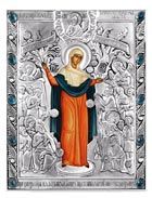 Икона Божией Матери "Всех скорбящих радость", посеребрённый оклад