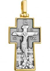 609 Крест с образом Архангела Михаила, серебро 925°, позолота