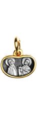 613 Образ «Св. Петр и Феврония», серебро 925° с позолотой