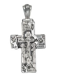 961 Крест большой с Ангелом Хранителем серебро 925°