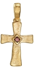 771 Крест  "Элегантный, серебро 925° с позолотой, гранат
