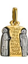 632 Образ «Св. Петр и Феврония», серебро 925° с позолотой