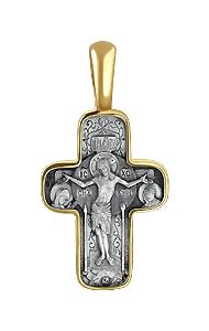 914 Крест "Валаамский" с образом Божией Матери, серебро 925°, позолота