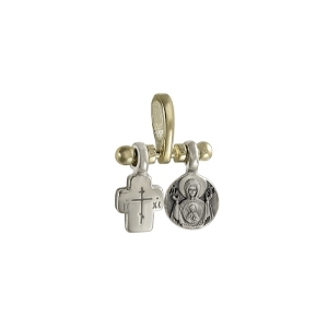 661 Крестик и образ Богородицы "Знамение", комбинированное золото 585°