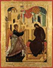 Икона. Благовещение Божией Матери. 15 век (Россия)