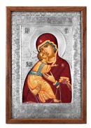 Икона Божией Матери «Владимирская» в окладе с серебрением (Венчальная пара)