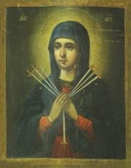 Икона Божией Матери «Семистрельная» (Умягчение злых сердец), 19 век 