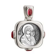 592 Образ Божией Матери «Казанская», серебро 925°, камни (аметист или гранат)