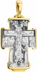 617 Крест нательный «Покров», серебро 925° с позолотой