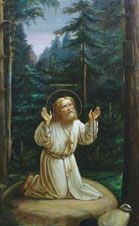 Икона. Святой преподобный Серафим Саровский в молении на камне, 20 век