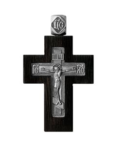 408 Крест "Древо", серебро 925°, эбеновое дерево