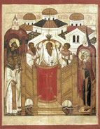 Икона Воздвижение Креста Господня (16 век, Новгород)