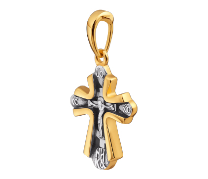 540 Крест нательный «Солнце правды», серебро 925 пробы с позолотой