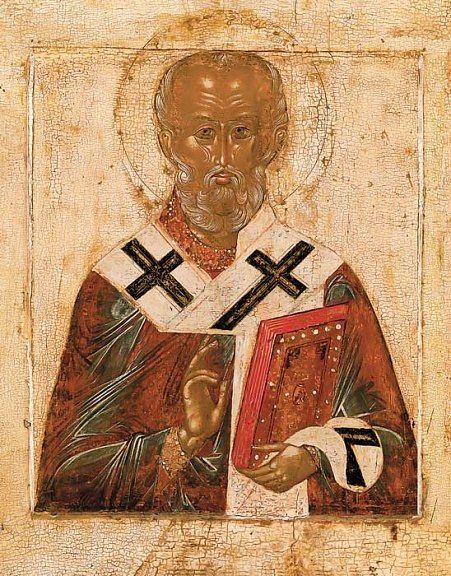 Икона. Святитель Николай Чудотворец. 16 век. Северное письмо Икона. Святитель Николай Чудотворец. 16 век. Северное письмо